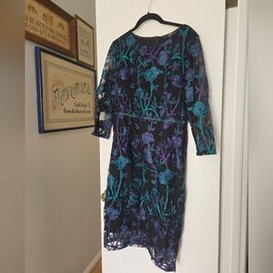 Lace Embroidered Sheath Midi Dress